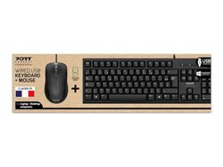PORT CONNECT Tangentbordspaket med trådbunden USB-mus 1000 DPI Ambidextrous USB-A svart