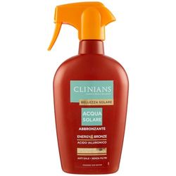 Clinians Acqua Solare Abbronzante con Acido Ialuronico, Vitamine e Latte di Mandorla, Anti Sale e Senza Filtri Protettivi, 1 da 450 ml