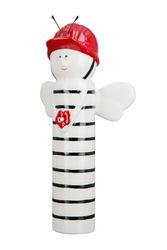 AlexandreHouse Pack of 4 Figures, Bee, Striped, Porcelain, Red, White, PU 4, L. 7 cm, W. 13 cm, H. 25 cm