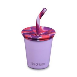 Klean Kanteen Kid Cup roestvrijstalen beker met rietdeksel, 284 ml, krokusbloemblad
