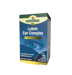 Natures Aid Lutein Eye Complex – With Bilberry, Zinc, Vitamins A B2 C E Riboflavin – Supports Normal Vision Maintenance & Eye Health – Vegan, Gluten-Free, Non-GMO - 90 Tablets