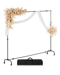 VEVOR Backdrop Stand, 7 x 10 ft Adjustable Photo Backdrop Stand Kit, Portable Background Backdrop Stand with Casters, Heavy Duty Movable Projector Screen Stand, for Wedding, Photo Studio and Party