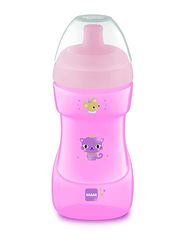 MAM Copo de aprendizagem, a partir de 12 meses, 330 ml, com rígido desportivo com válvula removível antiderrapante, fácil de segurar graças ao seu design antiderrapante e curvado, rosa, pack de 1