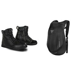 SHIMA Blake Zapatos Moto Hombre | Reforzados Zapatos Moto de Cuero, Soporte para el tobillo, Suela Antideslizante, Mango de Cambio de Marchas (Negro, 45)