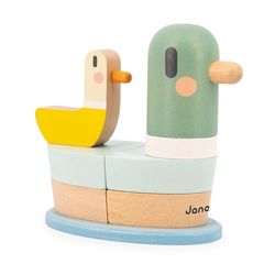 Janod - Pato Apilable Sweet Cocoon - 7 Piezas de Madera FSC para Apilar - Juego de Estímulo - Ejercita Motricidad Fina - A Partir de 12 Meses, J04059