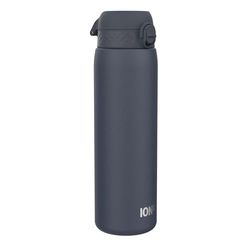 ION8 Gourde Inox Léger 1 Litre, Non Isolé, Anti-Fuite, Facile à Ouvrir, Verrouillage Sécurisé, Lavable au Lave-Vaisselle, Poignée de Transport, Acier Inoxydable, 1200ml, Bleu Marine Cendré