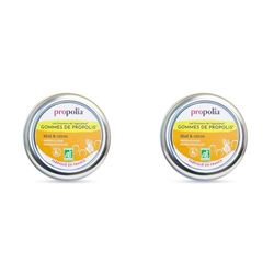 PROPOLIA - Bio - Gommes de Propolis, Miel & Citron - Apaise la gorge et rafraîchit l’haleine - Complément alimentaire - 100% naturel - Fabriqué en France - 45 g (Lot de 2)