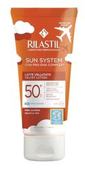 Rilastil Sun System Velvet Latte - Velluterad flytande emulsion för känslig hud, vattentålig, SPF50+, 100 ml