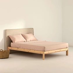 BELUM Parure de lit en Satin 300 Fils pour lit de 90 cm - Dessus : 160 x 270 cm, Drap-Housse : 90 x 200 cm + 35 cm, taie d'oreiller : 48 x 110 Modèle : Pink