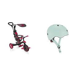 Globber - Explorer Trike 4 en 1 - Tricycle évolutif & draisienne pour Les Tout-Petits âgés de 10m+ à 5 Ans +, Rouge & Casque de Protection - (XXS/XS) 45-51 cm - GO-UP - Vert Menthe