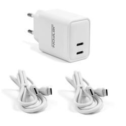 Set di caricabatterie JETFON 10 W con doppia uscita USB C + 2 cavi USB-C