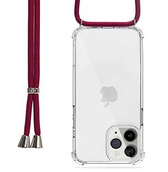 Too Saint® fodral med dragsko för iPhone 11 Pro Max transparent silikon Crossbody fodral axelrem halsband - vinröd