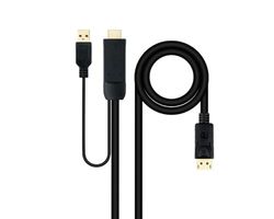 Watio Wave Convertidor - convertidor DisplayPort a HDMI 2.0 de 1.8 m, negro, compatible con resoluciones 4K, fácil de usar.*
