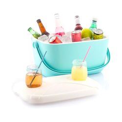 Avilia Draagbare koelkast, 20 l, met handvat, stijve koeltas met isolerende coating, ideaal voor picknicks en uitstapjes, van polypropyleen en polyethyleen, 48 x 28 x 33 cm, turquoise