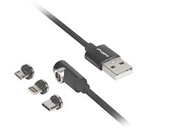 lanberg Cable 3EN1 USB 2-0 USB-C Macho, Lightning Macho, QCHARGE 3-0 Negro 1 M