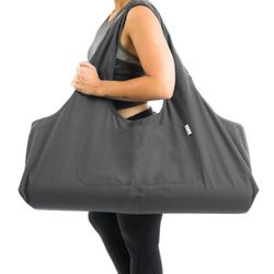 Yogiii Yoga Mat Tas | Originele YogiiiTotePRO | Grote Yogamat Draagtas met Zijvak | Yoga Tas Past Meeste Matformaten, Asgrijs