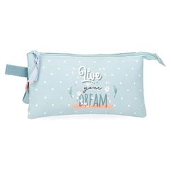 Movom Live Your Dreams Triple Pencil Case Green 22x12x5cm Polyester by Joumma Bags, Green, Triple Case