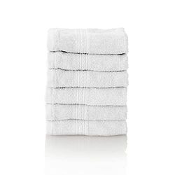 ALCLEAR set of terry hand towels, range of soft and highly absorbent towels, OEKOTEX 100 certified, 5 colours & 5 sizes, colour: WHITE, 6 x face towels 30 x 30 cm
