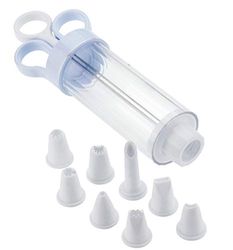Chef Aid Seringue à glaçage avec 8 douilles, stylo de décoration pour cupcakes, gâteaux, remplissage de crème et pâtisseries, nettoyage facile et réutilisable, embouts interchangeables
