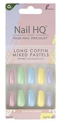 NAIL HQ Long Coffin Mixed Pastels Nails