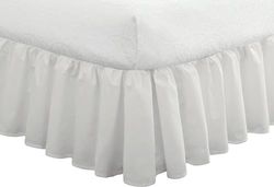 Fresh Ideas Bedding Ruffled Bed Skirt, Comprimento Drop, Gathered Styling, Full, White