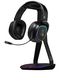 The G-Lab - K-Stand Hydrogen - Supporto per cuffie Gamer – RGB 7 Colori, Tasto/Off, 2 Hub USB + USB-C, Base Antiscivolo – Supporto Universale per Cuffie Gamer PC/Ps5/Ps4/Xbox – Nero - Nuovo