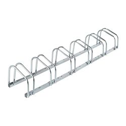 Relaxdays fietsenrek grond, voor 6 fietsen, e-bike, mtb, metaal, garage, schuur, buiten, fietsenstandaard, zilver