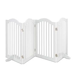 Relaxdays Barrera Seguridad Niños, Valla Bebés, Perros, Sin Taladrar, 4 Paneles, 70x205,5cm, con Patas, Plegable, Blanca, Tablero de Fibras
