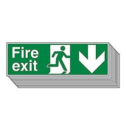 VSafety Fire Exit - Freccia per uscita antincendio, 300 x 100 mm, confezione da 10