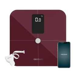 Cecotec Pèse-Personne intelligent Surface Precision 10400 Smart Healthy Vision Garnet. Mesure de la bio-impédance, Grand écran, Jusqu’à 15 paramètres différents