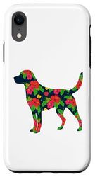 Carcasa para iPhone XR Estética Floral Labrador Retriever Silueta Perro Flor