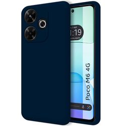 Tumundosmartphone Ultramjukt flytande silikonfodral för Xiaomi Poco M6 4G mörkblått