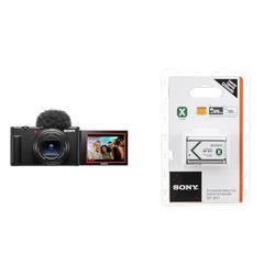 Sony Vlog Camera ZV-1 II | Digitale camera (Vari-angle scherm voor vlogging, 4K video, multidirectionele microfoon) Zwart & Sony NP-BX1 batterij (type X, 3,6V, 1240mAh) voor cyber-shot