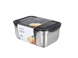 LocknLock stainless steel storage container with lid, 3.6 L, 265 × 185 × 110 mm, BPA-free, dishwasher-safe, freezer-safe down to -20°C, stainless steel storage box with lid