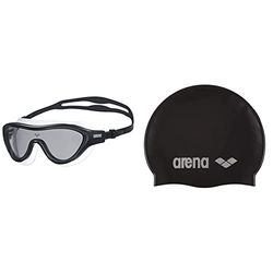 ARENA The One Mask Occhialini Nuoto Anti-Appannamento Unisex Adulto, Maschera Piscina con Grandi Lenti, Protezione UV & Classic Silicone, Cuffia Unisex Adulto, Nero (Black-Silver), Taglia Unica