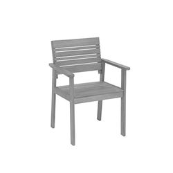 greemotion Silla "MAUI" con respaldo y asiento cómodo para jardín, terraza, balcón y patio, Madera de acacia FSC 100 %, 58/83/56 cm, gris