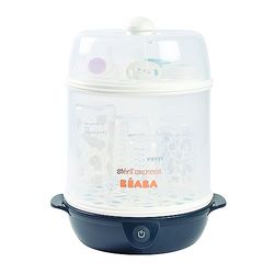 BÉABA, 2-i-1 flasksterilisator, skalbar, ångelektrisk, 2 i 1, 2 fack, upp till 8 flaskor och tillbehör, ultrasnabb, timer, steril express, nattblå