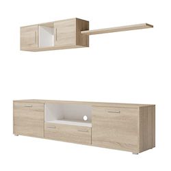 Mattfy Mueble de Salón Moderno, Módulos de Comedor, Modelo Ilsa, Madera, Blanco-Cambria, Grande