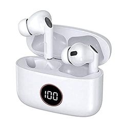Cool Stereo Bluetooth Headphones Dual POD Earbuds LCD Air Pro White
