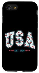 Stati Uniti Est. 1776 stelle floreali patriottiche Custodia per iPhone SE (2020) / 7 / 8