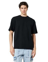 Koton Basic oversized T-shirt voor heren, ronde hals, korte mouwen, zwart (999), S