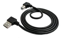 SYSTEM-S USB 2.0 kabel 100 cm typ A hane till B-kontakt vinkel i svart