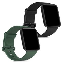 kwmobile 2x horlogebandjes compatibel met Xiaomi Mi Watch Lite/Redmi Watch polsband - Bandjes voor activity tracker in zwart/donkergroen