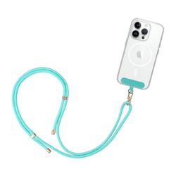 GRIFEMA Cordon Téléphone Universel avec Patch, Sangle Réglable, Compatible avec la Plupart des Coques de Téléphone, Bleu