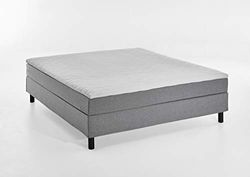 Atlantic Home Collection Happy Cama con Base integrada, sin cabecero, colchón de núcleo de muelles Bonell, Grado de firmeza H2, Tela, Gris, 180 x 200, Altura de la Superficie de Descanso Aprox. 58 cm