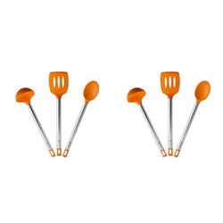BRA Efficient Set 3 utensilios cocina, 36.5 cm, espátula, cuchara, cazo, Acero INOX, Nailon y Silicona (Paquete de 2)