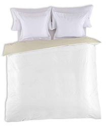 FUNDA NORDICA reversible bicolor blanco-piedra - Cama de 180/200 (1 pieza) - 100% algodón - 144 hilos. Gramage: 115