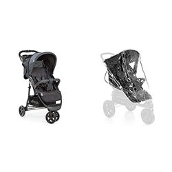 Hauck Poussette 3 Roues Citi Neo II, Jusqu'à 25 kg, Pliage à 1 Main, Noir & Habillage Pluie Universel pour Poussette Shopper Buggy 3 et 4 Roues Imperméable Durable avec Ventilation – Transparent