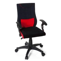 hjh OFFICE 670460 Silla giratoria para niños KIDDY Pro AL Tela Negro/Rojo, Silla de Escritorio Infantil, Soporte Lumbar Integrado, con Apoyabrazos