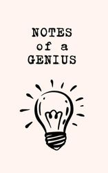 Creme Dot-Grid Inspirational Writing Journal 'Notes of a Genius', 110 Pages - 55 Sheets (5x8“ - 12,7 x 20,32cm): School Office Supplies, Notebook, ... Journaling, Doodles, Drafting, Engineer